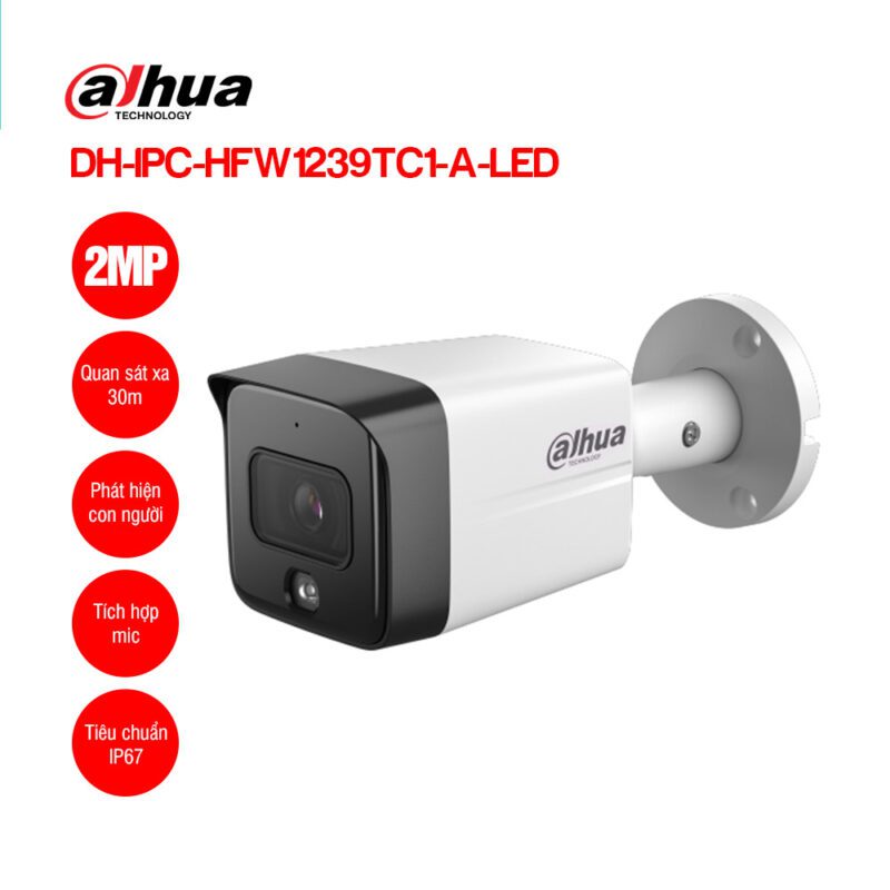 Camera IP Full Color 2MP DAHUA DH-IPC-HDW1239T1-A-LED