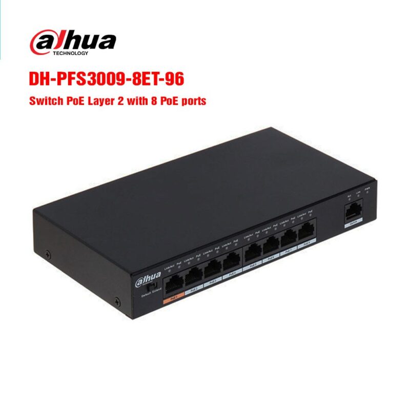 Switch PoE 8 port Dahua DH-PFS3009-8ET-96 tốc độ nhanh